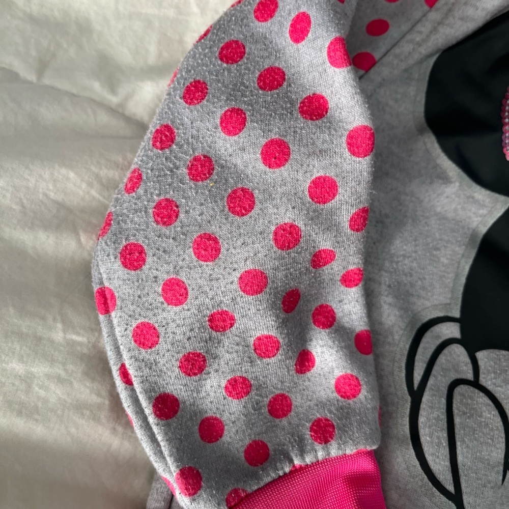 Kids Minnie Mouse Hoodie - Pink and Grey - Picture 5 of 7